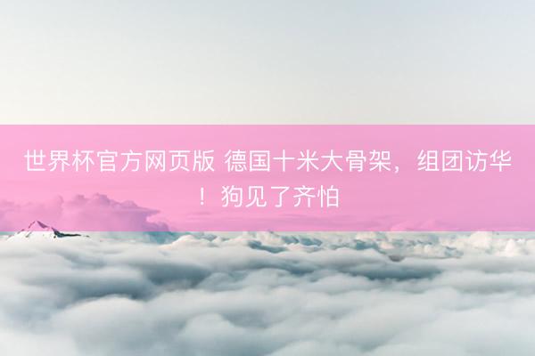 世界杯官方网页版 德国十米大骨架，组团访华！狗见了齐怕