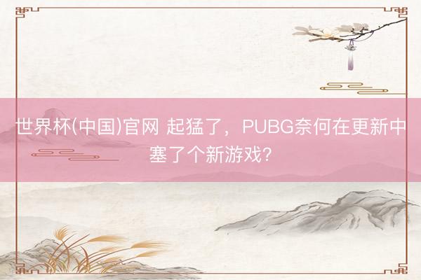 世界杯(中国)官网 起猛了，PUBG奈何在更新中塞了个新游戏？