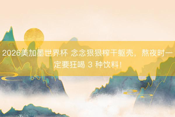 2026美加墨世界杯 念念狠狠榨干躯壳，熬夜时一定要狂喝 3 种饮料！
