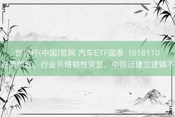 世界杯(中国)官网 汽车ETF国泰（516110）逆势飘红，行业贝塔韧性突显，中弥远建立逻辑不改