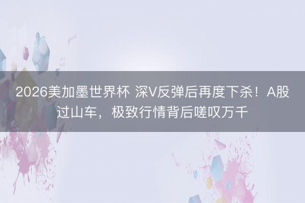 2026美加墨世界杯 深V反弹后再度下杀!A股过山车,极致行情背后嗟叹万千