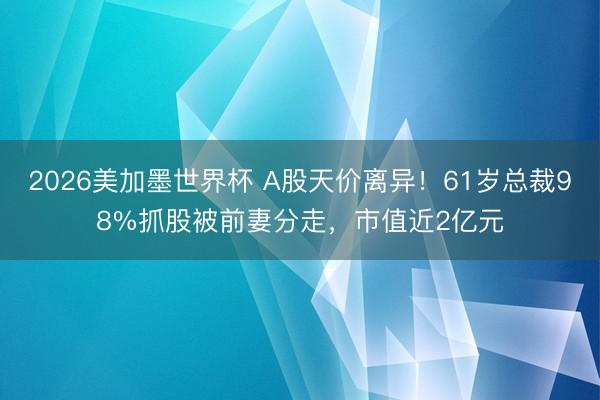 2026美加墨世界杯 A股天价离异！61岁总裁98%抓股被前妻分走，市值近2亿元