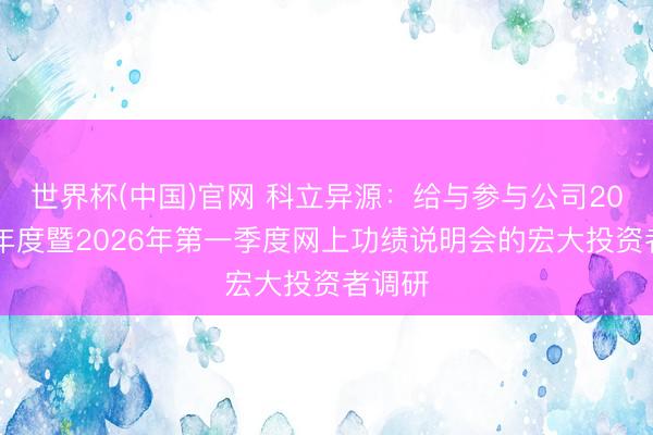 世界杯(中国)官网 科立异源：给与参与公司2025年年度暨2026年第一季度网上功绩说明会的宏大投资者调研