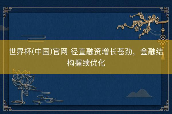 世界杯(中国)官网 径直融资增长苍劲，金融结构握续优化