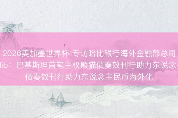 2026美加墨世界杯 专访哈比银行海外金融部总司理Farhan Talib：巴基斯坦首笔主权熊猫债奏效刊行助力东说念主民币海外化