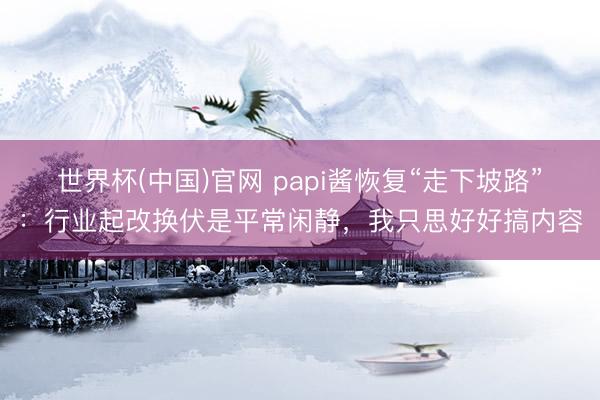 世界杯(中国)官网 papi酱恢复“走下坡路”：行业起改换伏是平常闲静，我只思好好搞内容