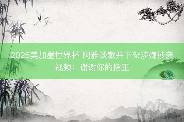 2026美加墨世界杯 阿雅谈歉并下架涉嫌抄袭视频：谢谢你的指正
