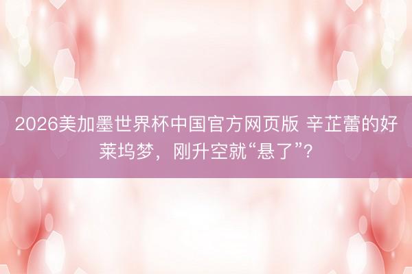 2026美加墨世界杯中国官方网页版 辛芷蕾的好莱坞梦，刚升空就“悬了”？