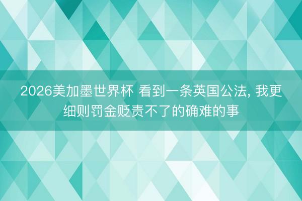 2026美加墨世界杯 看到一条英国公法， 我更细则罚金贬责不了的确难的事