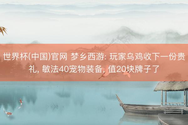 世界杯(中国)官网 梦乡西游: 玩家乌鸡收下一份贵礼， 敏法40宠物装备， 值20块牌子了