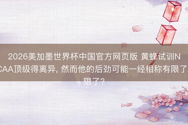 2026美加墨世界杯中国官方网页版 黄蜂试训NCAA顶级得离异， 然而他的后劲可能一经相称有限了?