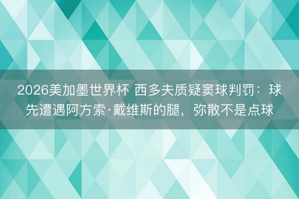 2026美加墨世界杯 西多夫质疑窦球判罚：球先遭遇阿方索·戴维斯的腿，弥散不是点球