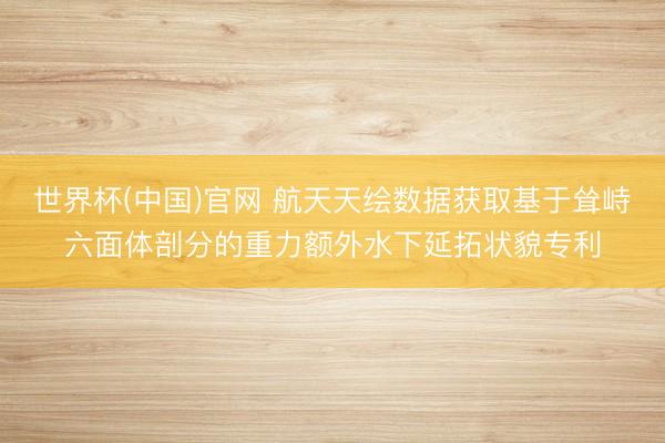 世界杯(中国)官网 航天天绘数据获取基于耸峙六面体剖分的重力额外水下延拓状貌专利