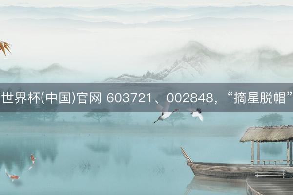 世界杯(中国)官网 603721、002848,“摘星脱帽”