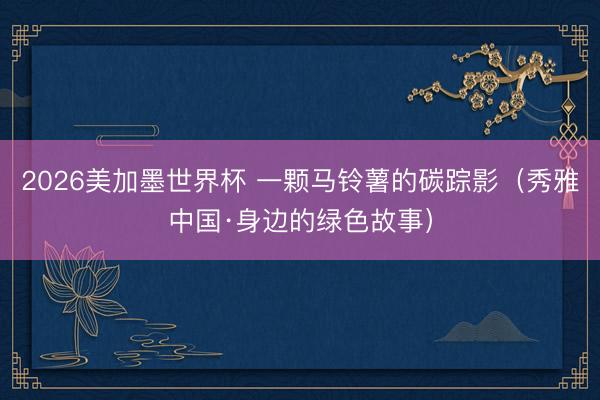 2026美加墨世界杯 一颗马铃薯的碳踪影（秀雅中国·身边的绿色故事）