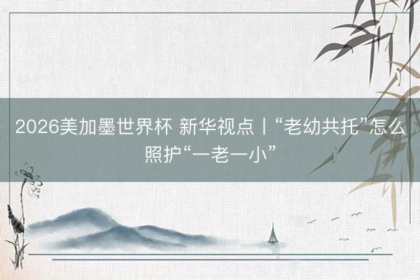 2026美加墨世界杯 新华视点丨“老幼共托”怎么照护“一老一小”