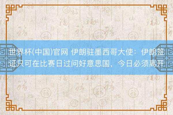世界杯(中国)官网 伊朗驻墨西哥大使:伊朗签证只可在比赛日过问好意思国,今日必须离开