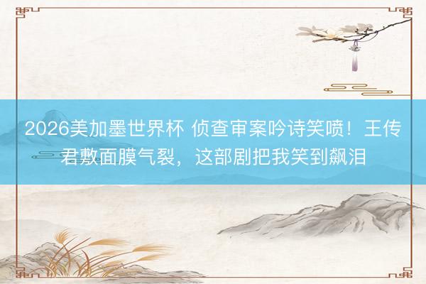 2026美加墨世界杯 侦查审案吟诗笑喷！王传君敷面膜气裂，这部剧把我笑到飙泪