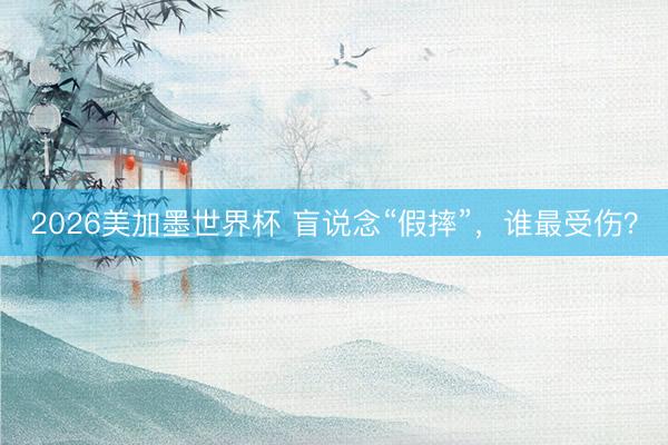 2026美加墨世界杯 盲说念“假摔”，谁最受伤？
