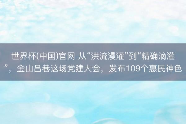 世界杯(中国)官网 从“洪流漫灌”到“精确滴灌”，金山吕巷这场党建大会，发布109个惠民神色