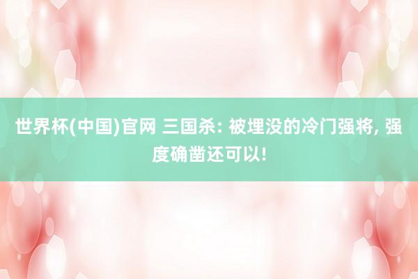 世界杯(中国)官网 三国杀: 被埋没的冷门强将， 强度确凿还可以!